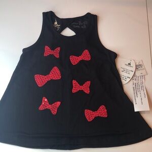 NWT Disney Parks Minnie Mouse Sequin Bow Tank Black / Red Little Girls size XS